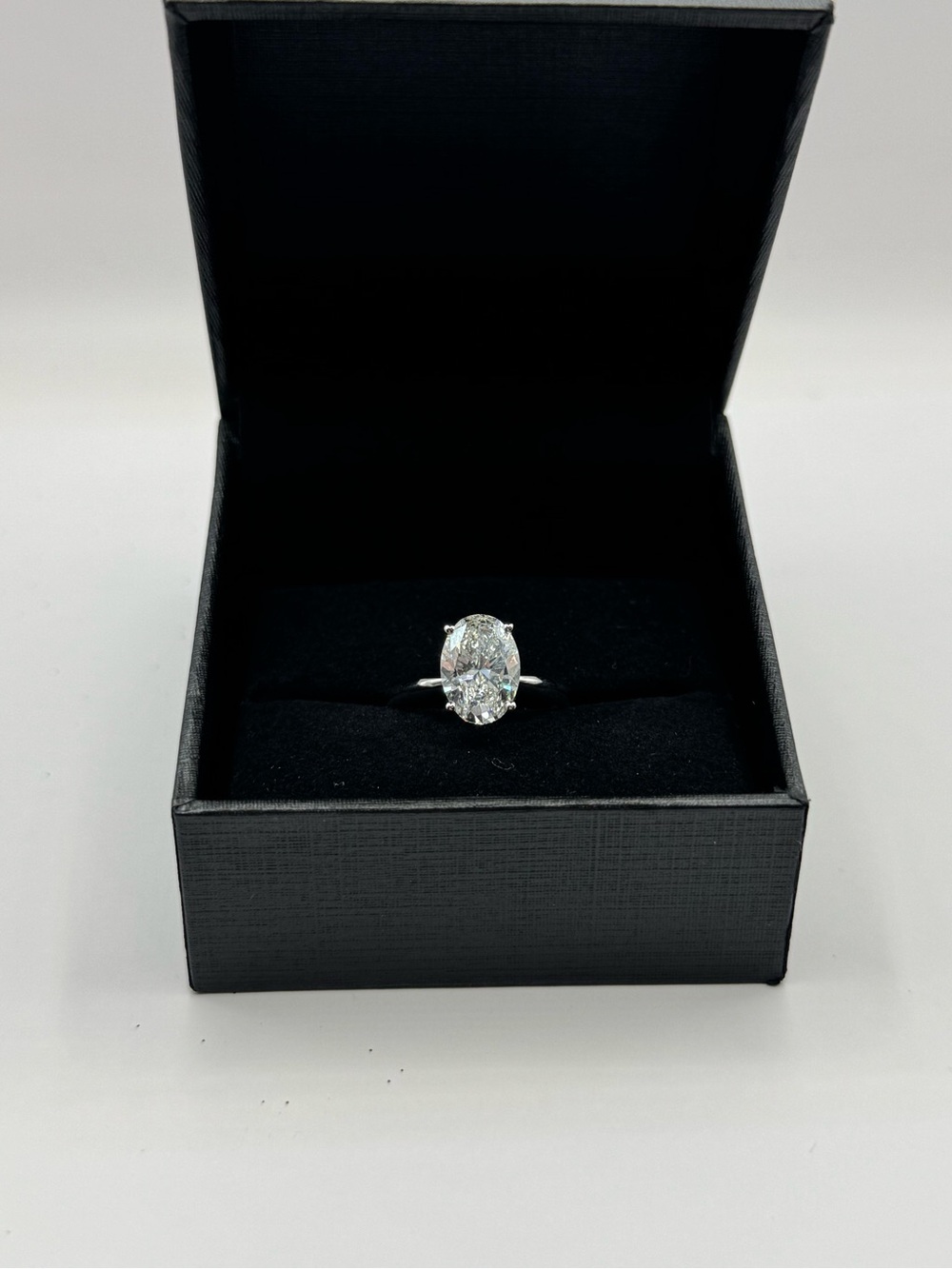 3CT Oval Cut Lab Grown Diamond Solitaire Engagement Ring- 14K White Gold